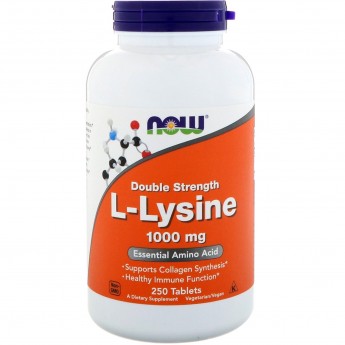 Аминокислота L-Лизин NOW FOODS L-LYSINE 1000 мг 250 таблеток Аминокислота L-Лизин NOW FOODS L-LYSINE 1000 мг 250 таблеток