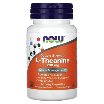 Аминокислота NOW FOODS L-THEANINE 200 MG WITH INOSITOL 60 капсул