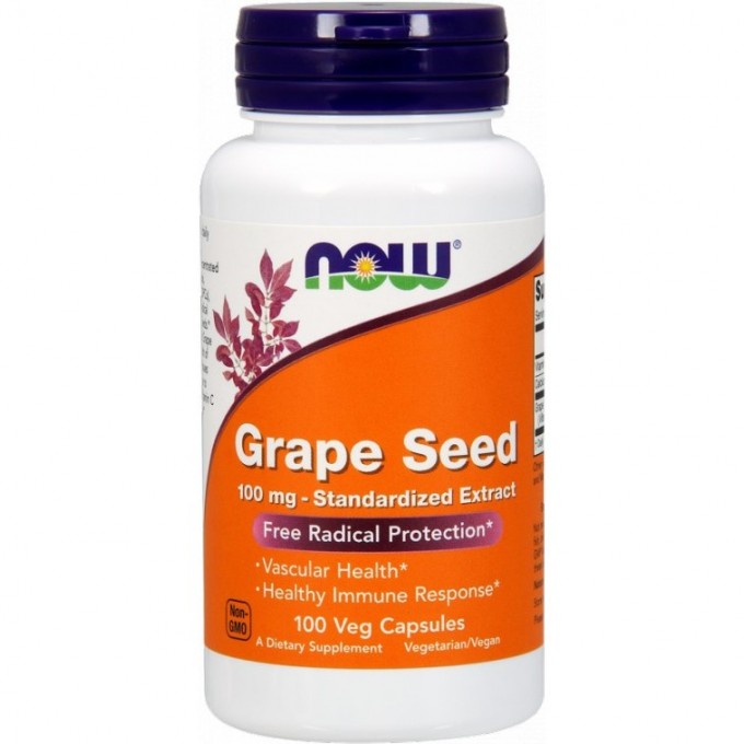 Антиоксидант NOW Foods Grape Seed, 60 мг - 100 капсул NS3248 Антиоксидант NOW Foods Grape Seed, 60 мг - 100 капсул NS3248