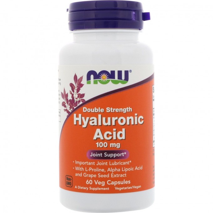 Бад для волос, кожи и ногтей NOW Hyaluronic Acid, Гиалуроновая Кислота с Пролином 100 мг - 60 капсул NS3155 Бад для волос, кожи и ногтей NOW Hyaluronic Acid, Гиалуроновая Кислота с Пролином 100 мг - 60 капсул NS3155