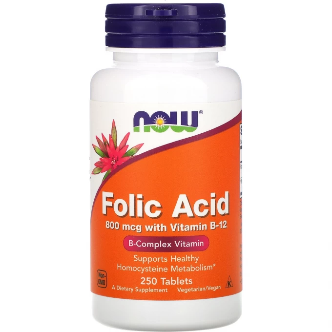 Биологически активная добавка NOW FOODS FOLIC ACID, 800 мкг, 250 таблеток NS*0476 Биологически активная добавка NOW FOODS FOLIC ACID, 800 мкг, 250 таблеток NS*0476