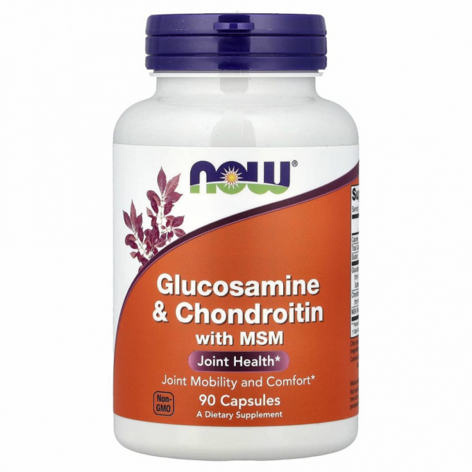 Глюкозамин, хондроитин и МСМ NOW FOODS GLUCOSAMINE & CHONDROITIN with MSM, 90 капсул NS12280