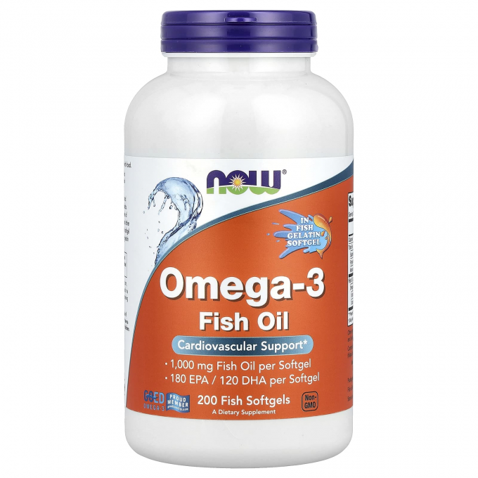 Рыбий жир NOW FOODS OMEGA-3 FO 1000mg 180/120 FISH GELATIN 200 SGLS NS33459