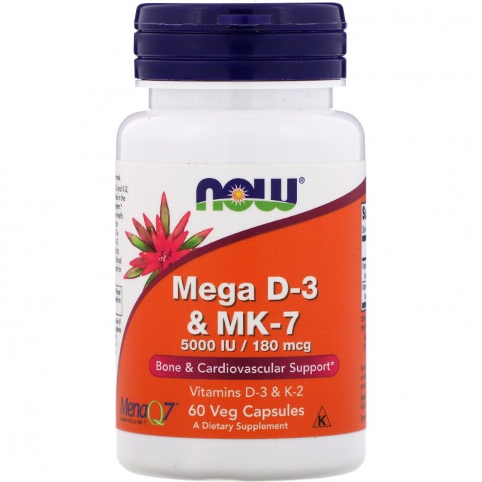 Витамин NOW FOODS MEGA D-3 & MK-7, 180 мкг, 60 капсул NS*0384 Витамин NOW FOODS MEGA D-3 & MK-7, 180 мкг, 60 капсул NS*0384